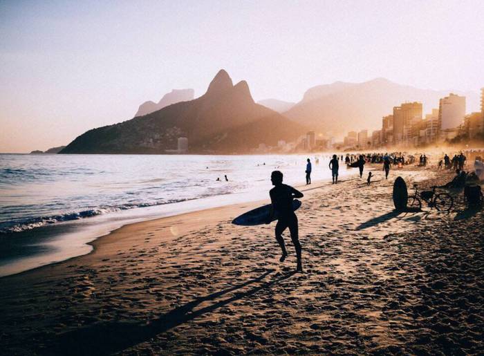 shadow of surfer on a beach