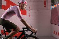 rider in MAAP jersey riding virtually in Zwift game