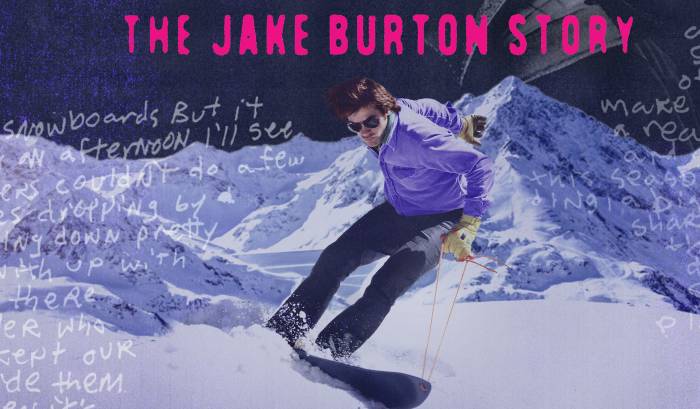 Jake Burton snowboarding on film poster for "Dear Rider"