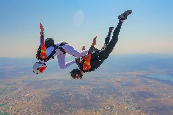 Skydivers compete in artistic freeflying in Eloy, AZ; (photo/Chad Ross for USPA)