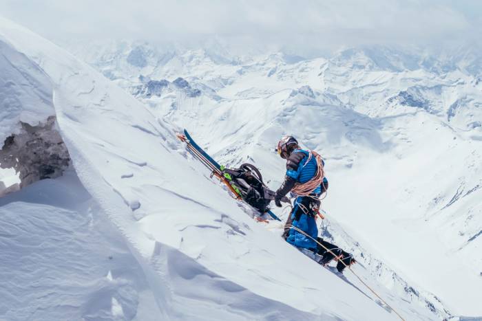 Andrzej Bargiel is seen during his Ski Expedition when he reached the summit of Yawash Sar II, the previously unconquered peak 6,178m and descended all the way down on skis in Karakoram, Pakistan on April 30, 2021.