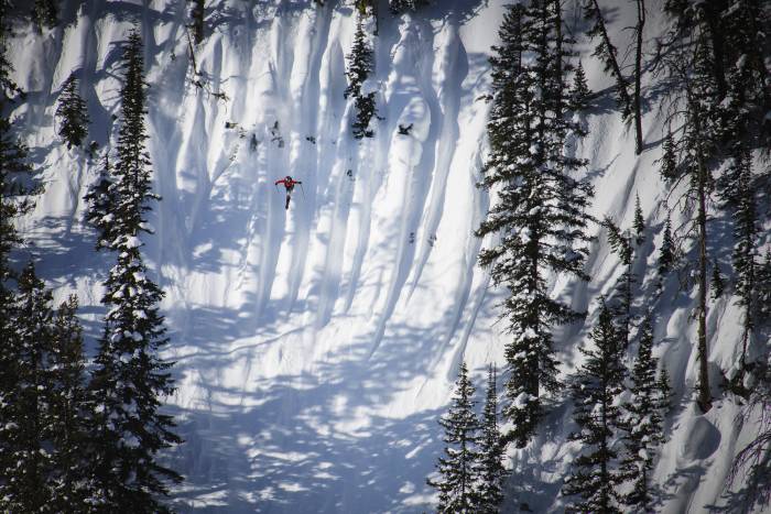 Kai Jones skiing off massive terrain jump in Jackson Hole