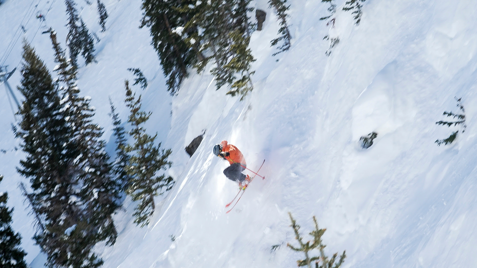 marcus caston skiing steep terrain at Snowbird, Utah