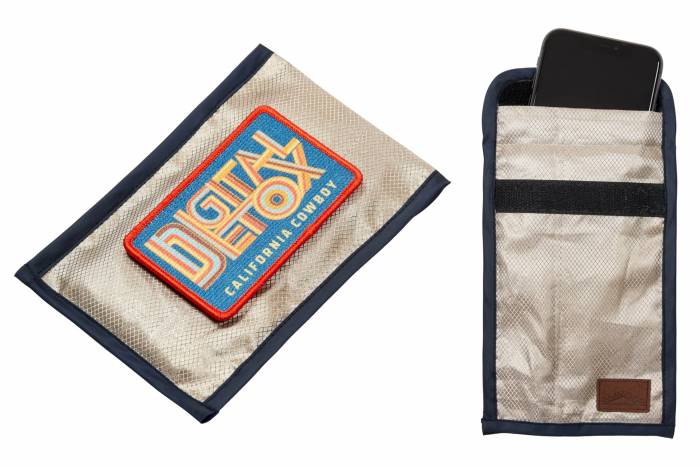 out of pocket cell signal blocking pouch by cali cowboy with badges