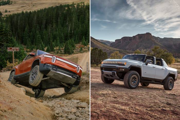 2022 Rivian R1T and 2022 GMC electric Hummer