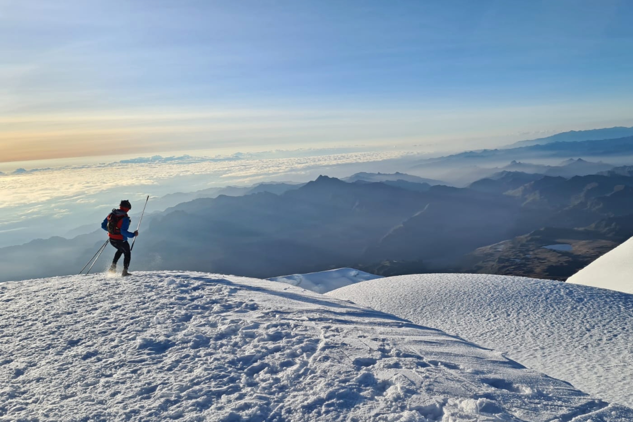 Karl Egloff set the new FKT for Ecuador's Cayambe volcano on Jan. 4, 2022; (photo/K. Egloff)