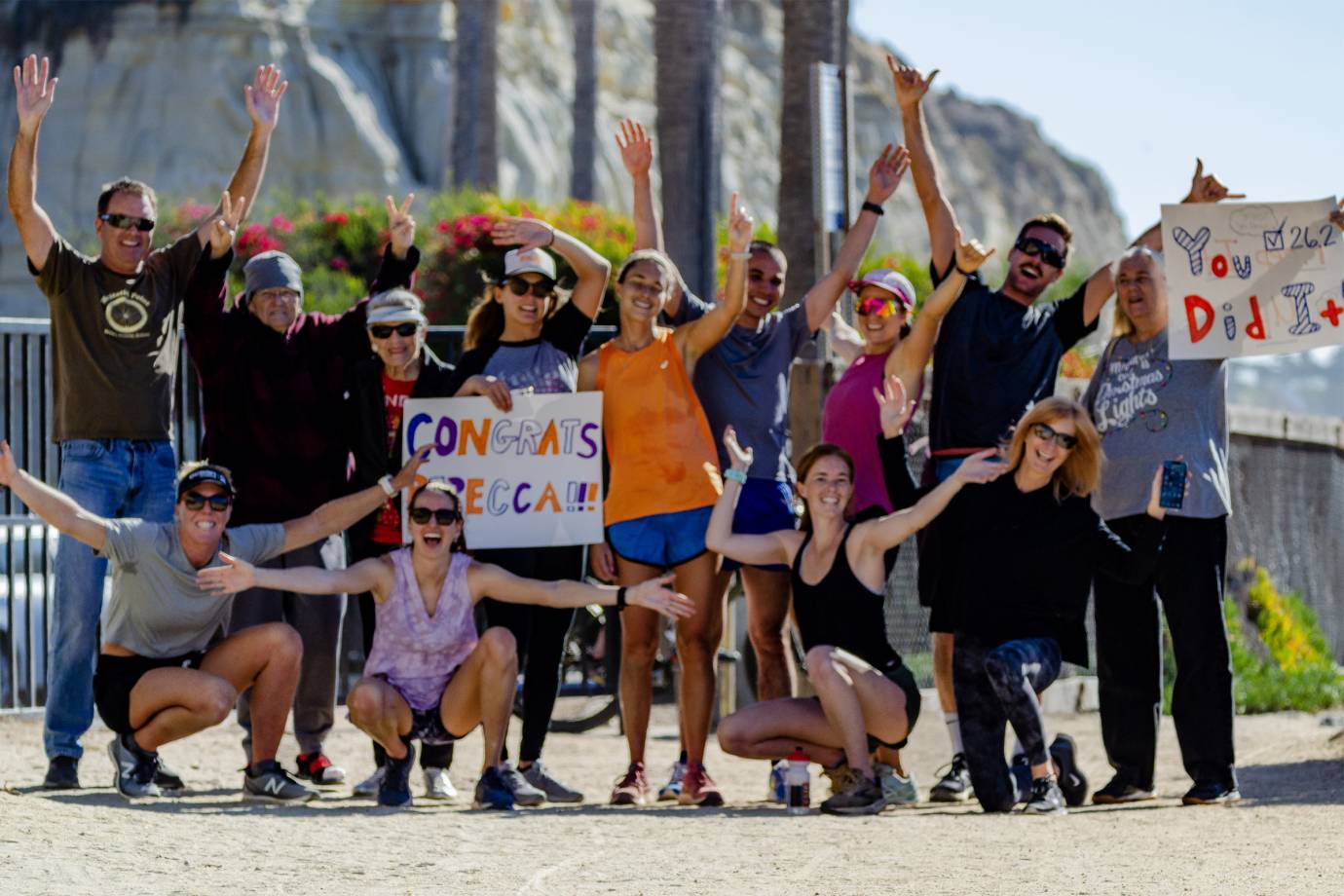 Celebrating after running the marathon