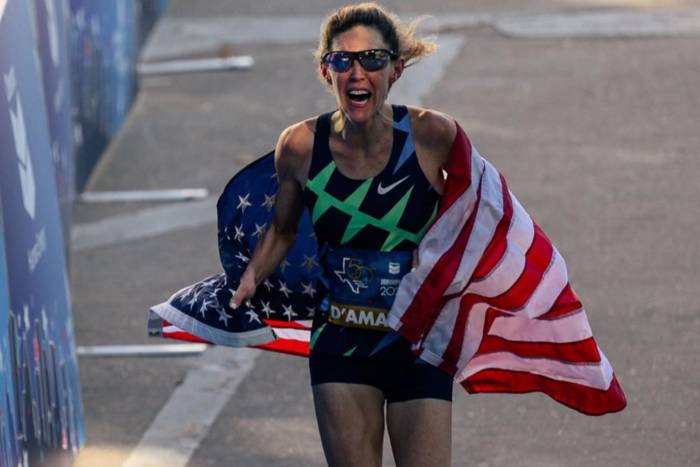 Keira D'Amato broke the U.S. women's record at the 2022 Houston Marathon; (Photo/J Zhang, Shutterstock)