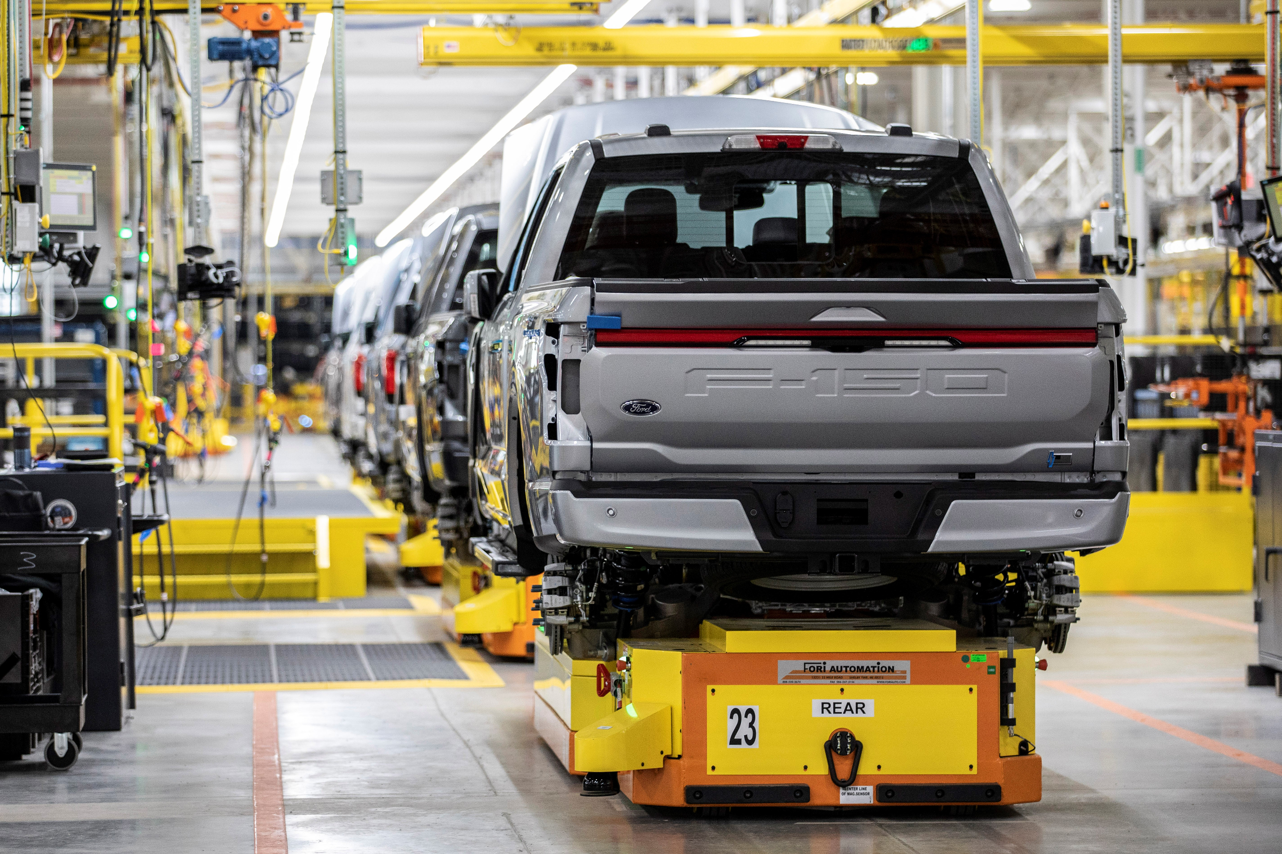 ford f-150 lightning electric trucks assembly line