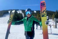 Soft Snow Sender: 2023 Salomon QST 106 Ski Review Skier holding Salomon QST 106 skis