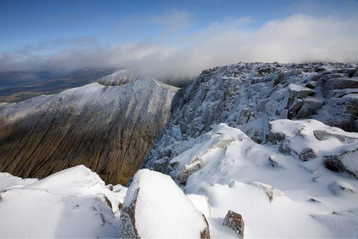 Ben Nevis in the Scottish Highlands (4,413 ft) is the UKs tallest peak. On Tuesday, March 8, 2022, a 28 climber fell from the 3,000-foot mark. He did not survive..