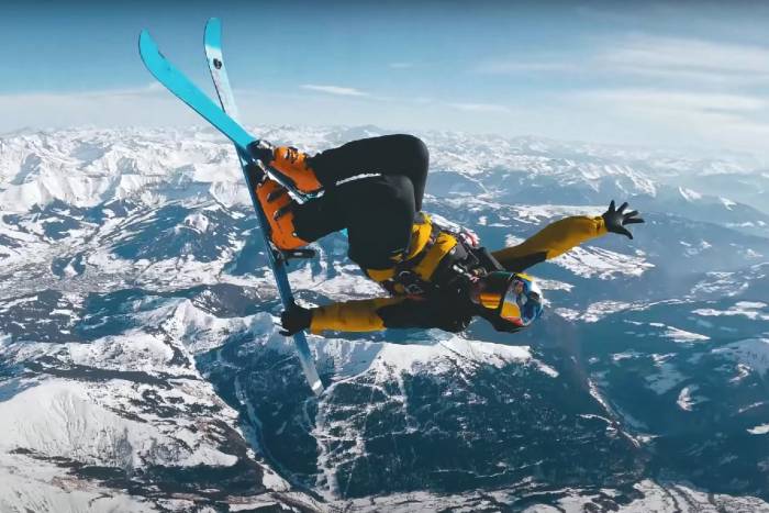 red bull skydiving skier