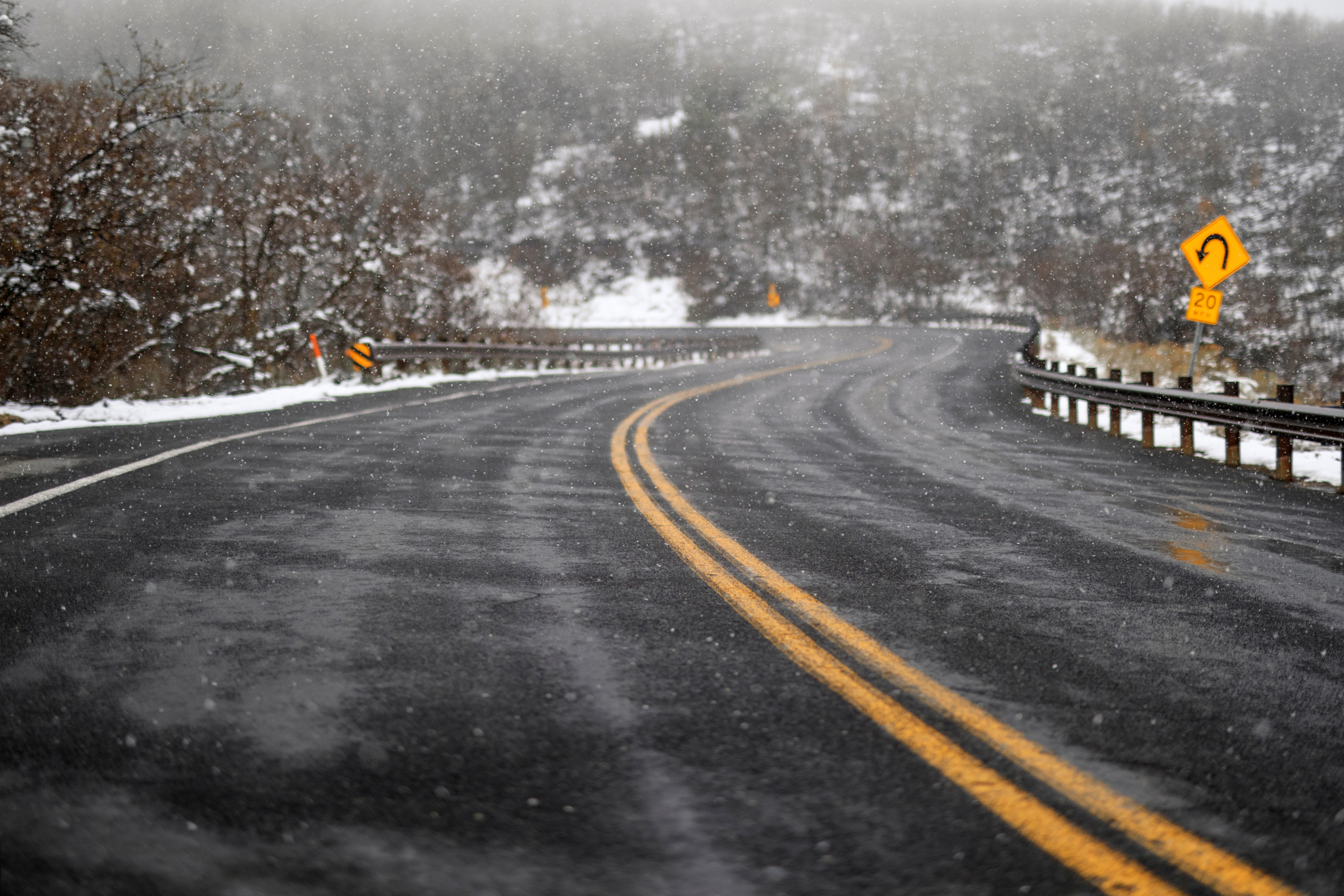 snowy road wasatch mountains