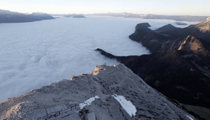 theau marmey running over a high peak in the Canary Islands