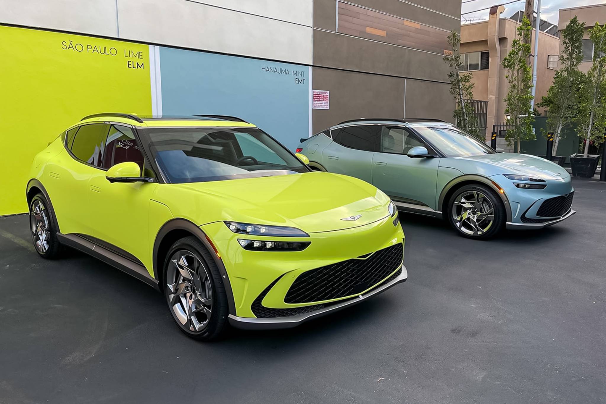 20220426-2023 Genesis GV60 - yellow and blue 2023 Genesis GV60