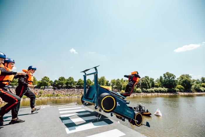 Participants perform at Red Bull Flugtag in Budapest, Hungary on June 26, 2022 // Ádám Bertalan / Red Bull Content Pool