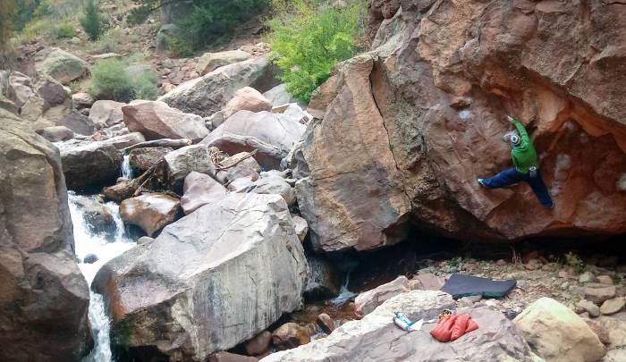 Matt Samet on Eastern Priest, Eldorado Canyon State Park, Colo.