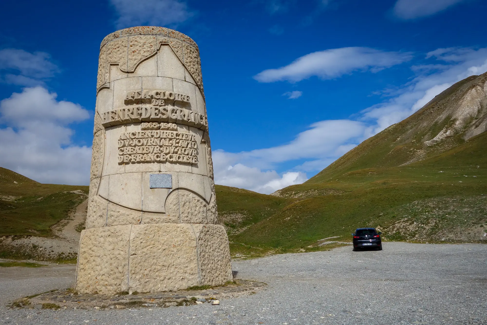 Henri Desgrange memrorial at the summi of the Col de Galibier