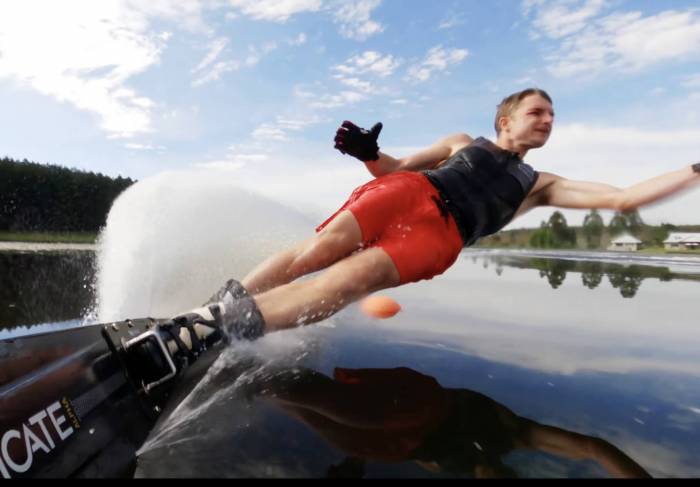 Slalom Waterskier Carves on a Perfect Mirror in 4K: Watch
