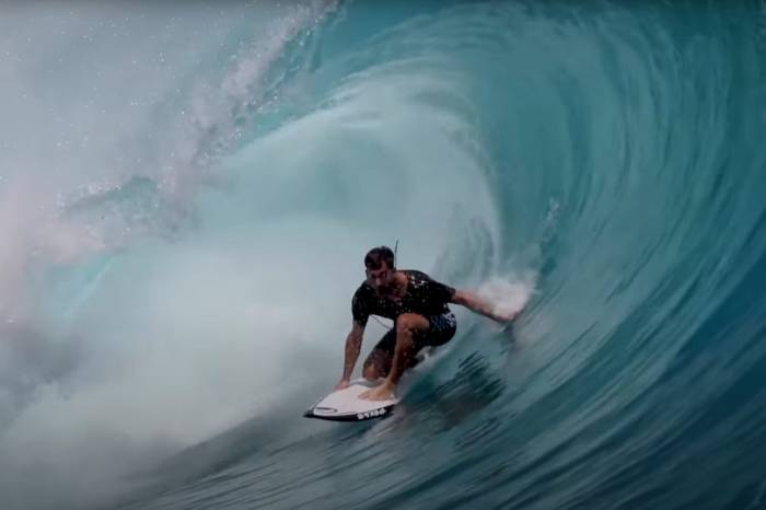 Spanish surfer Arita Aranburu cruises a kandui in Indonesia on July 3, 2022.