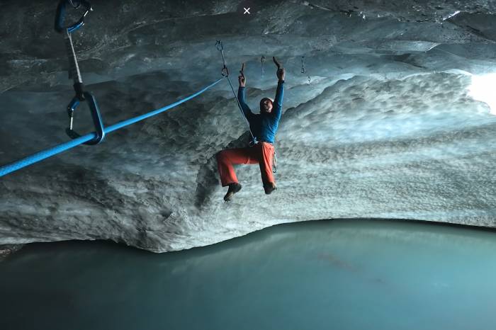 Jeff Mercier ice climbs