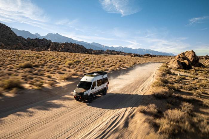 a van with a flat high performance starlink