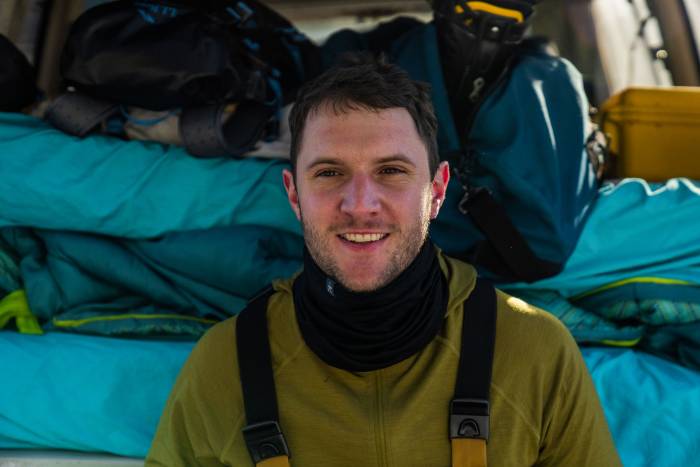 man wearing ibex winter layers