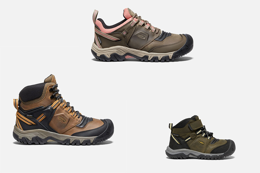 product photos of the Ridge Flex KEEN boot in mens, womens, and kids.