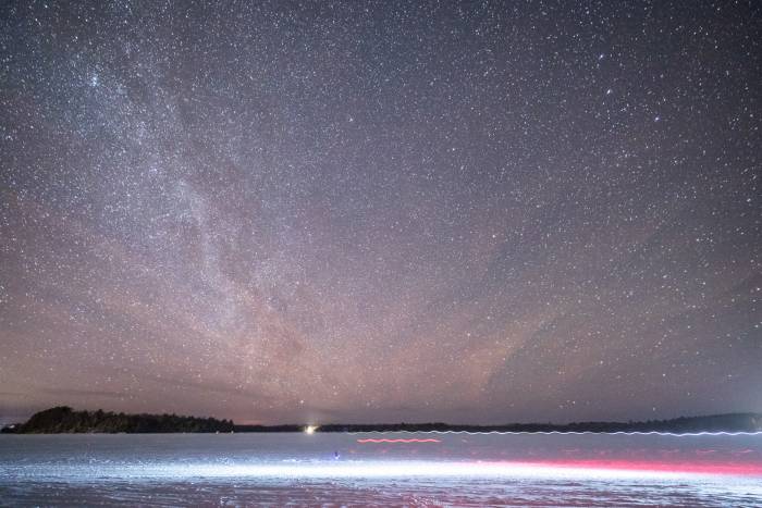 The night sky during an ultra endurance race in the winter.