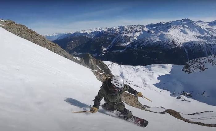 Jones Snowboards ambassador Julien 'Pica' Herry Gets Rowdy On The Perron de Vallorcine (Photo; Jones)