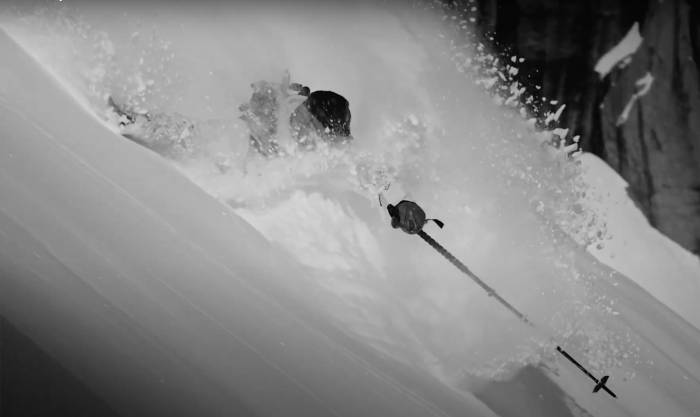 Sam Favret in his new ski film WOLF; (Photo; Sam Favret)