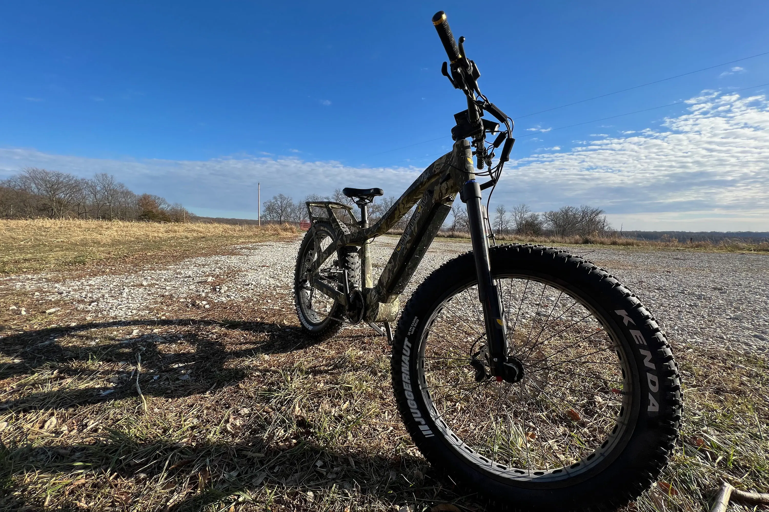 QuietKat Apex e-mountain bike against sky