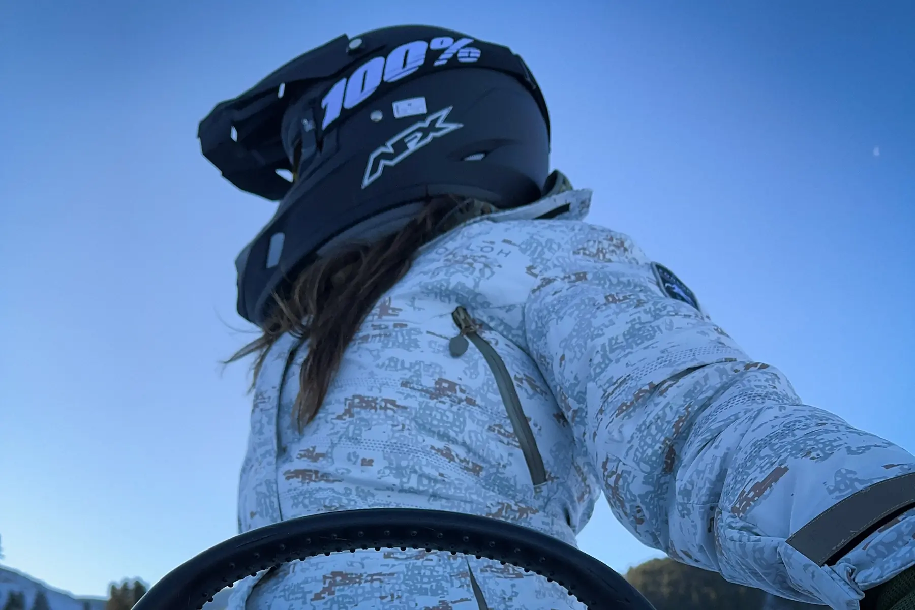 FORLOH Parka worn by author, sky in background.