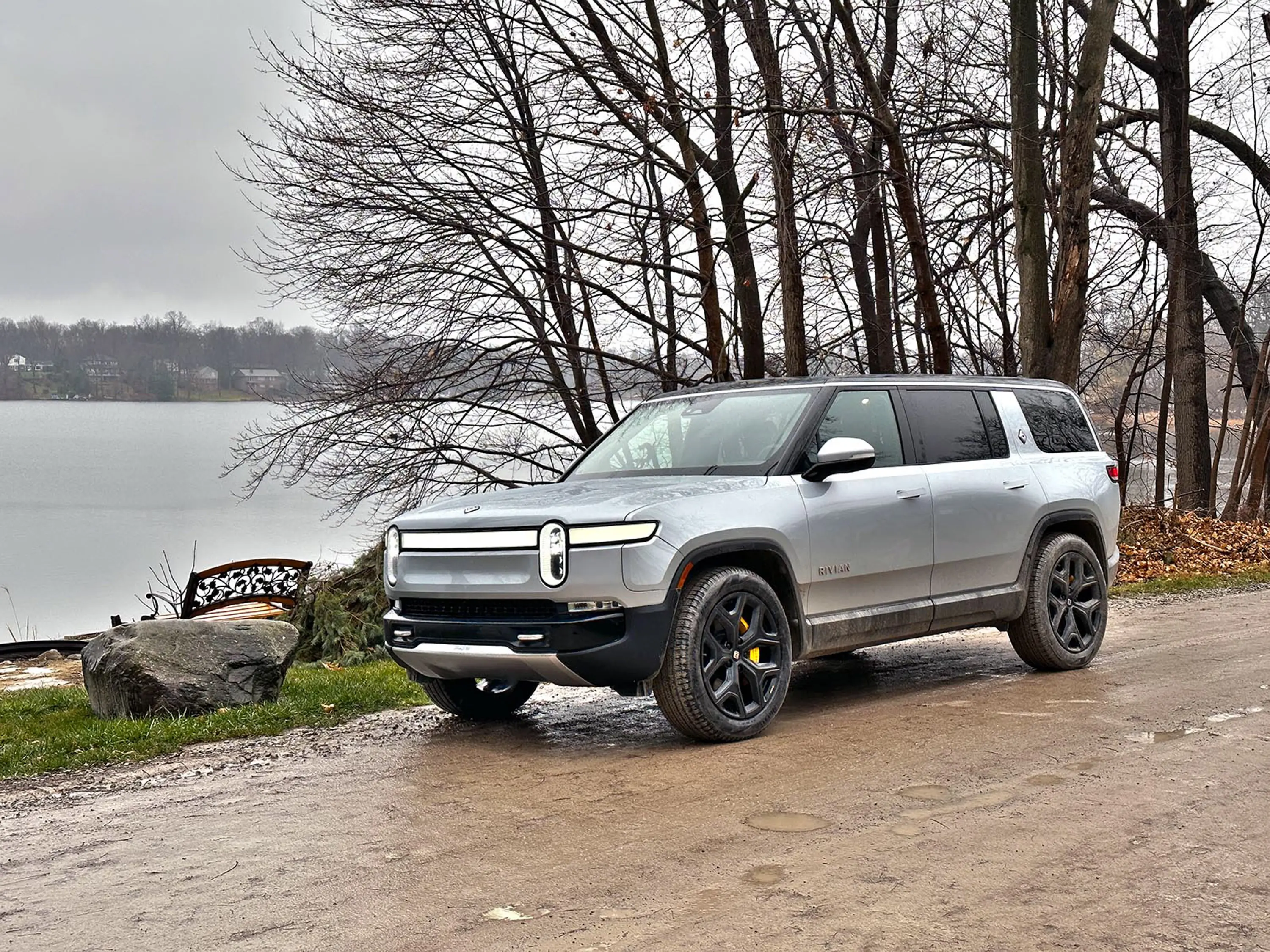 2023 Rivian R1S EV SUV review front three-quarter view