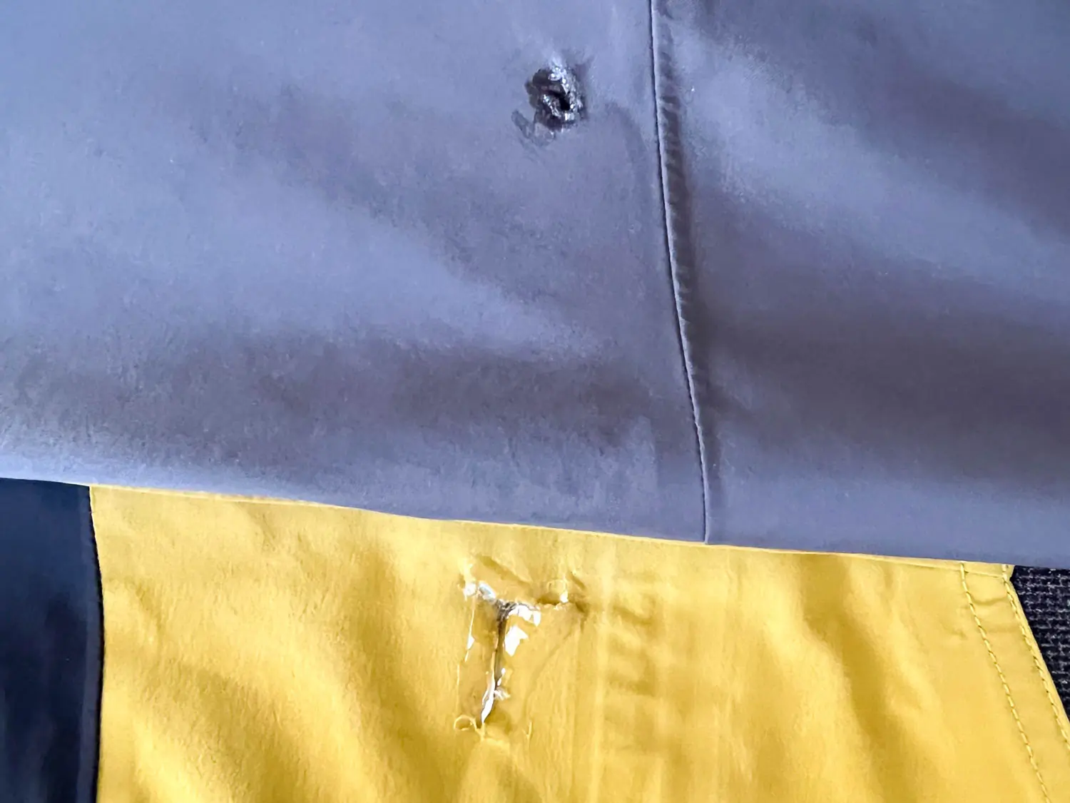 Arc'teryx Alpha SV bib damage vs. competitor