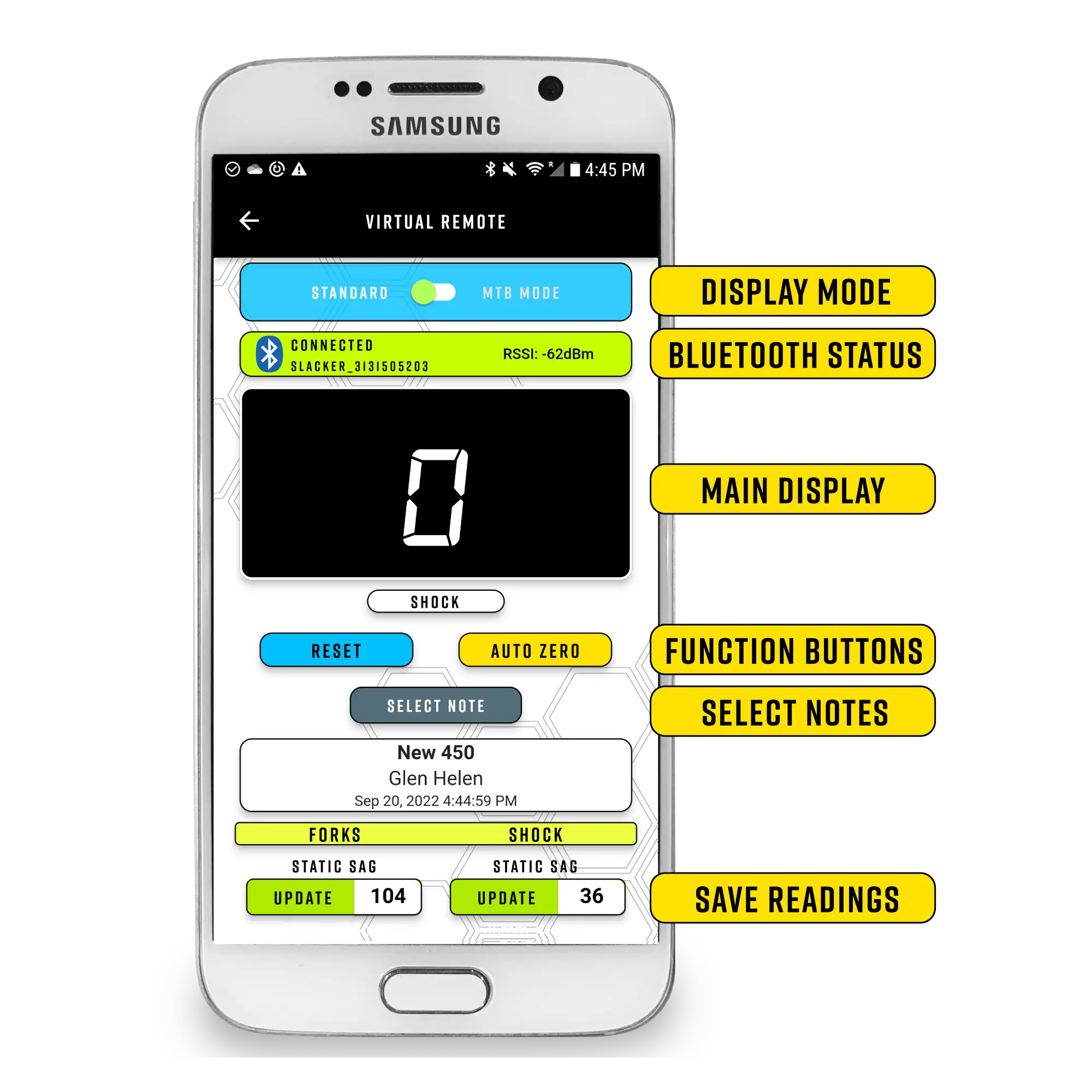 Motool Service Assistant App on phone showing data