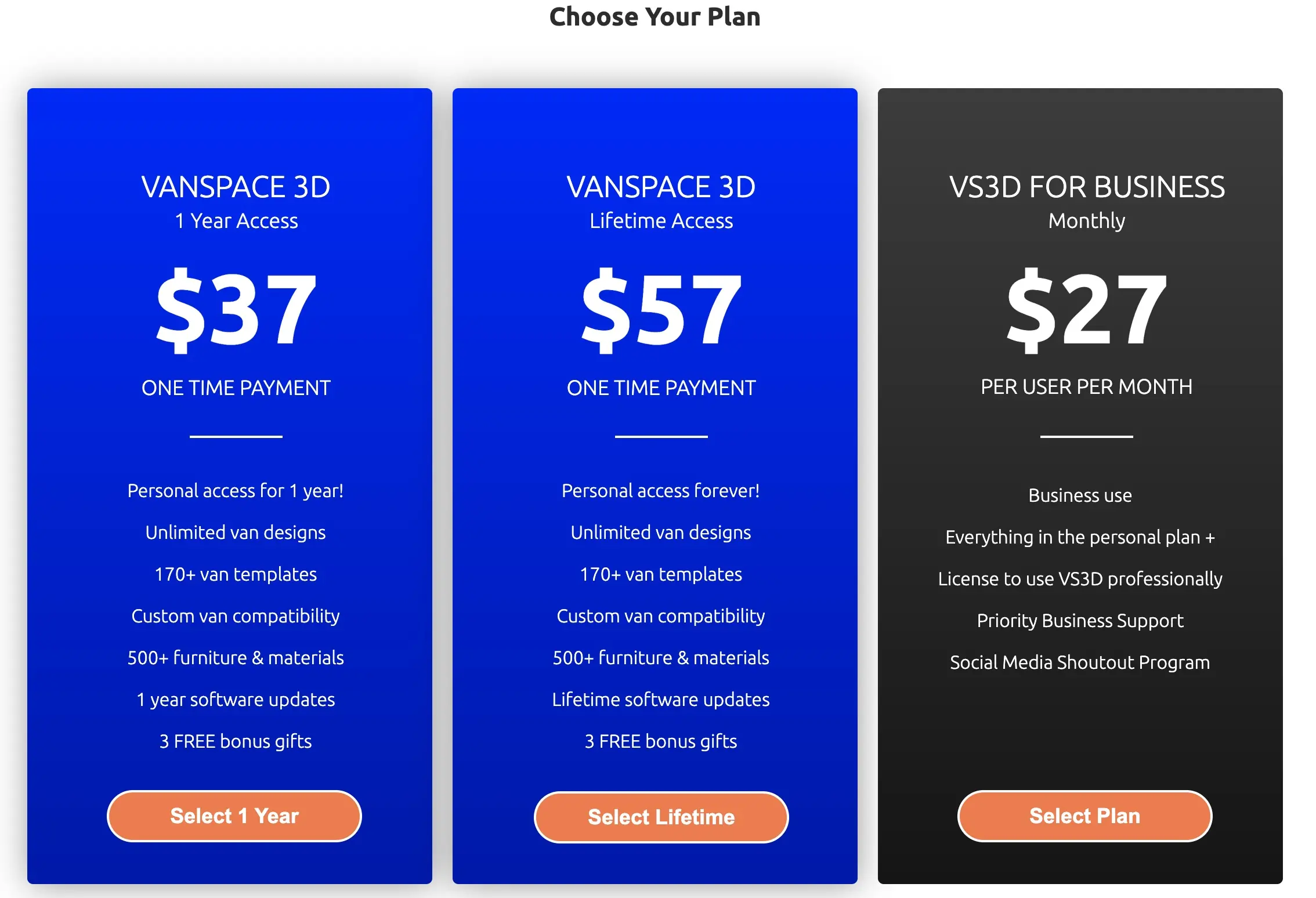 Vanspace3DPricing Vanspace 3D pricing
