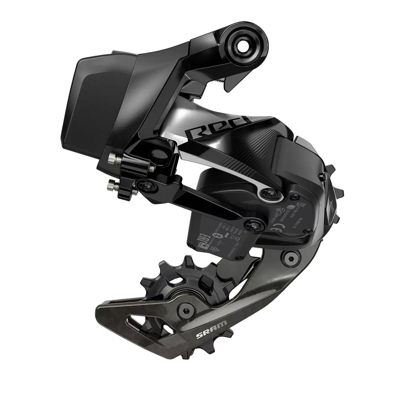 SRAM Red eTap AXS rear derailleur close-up
