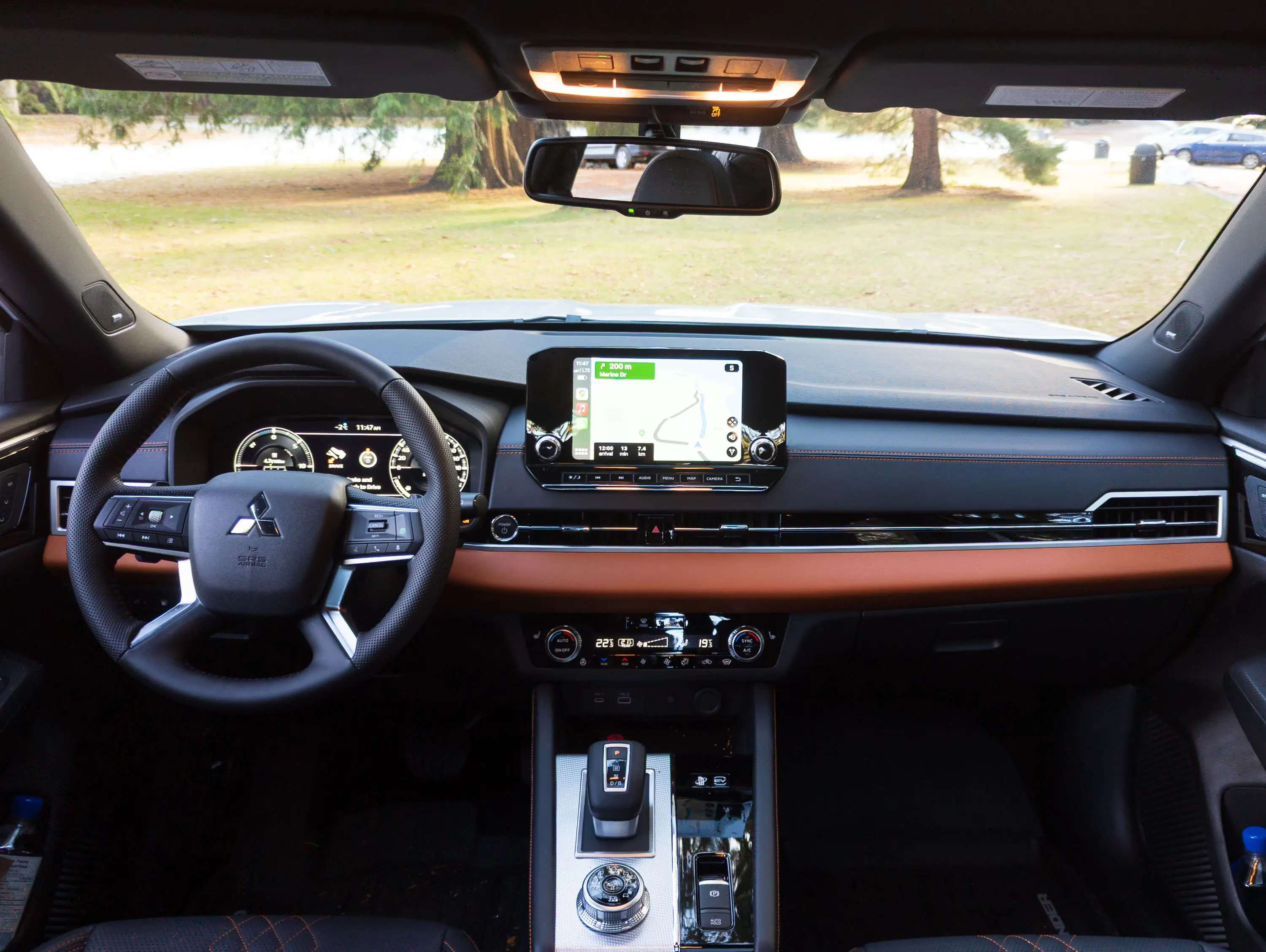 2023 Mitsubishi Outlander PHEV Review 2023 Mitsubishi Outlander PHEV Review interior front dash steering wheel infotainment display