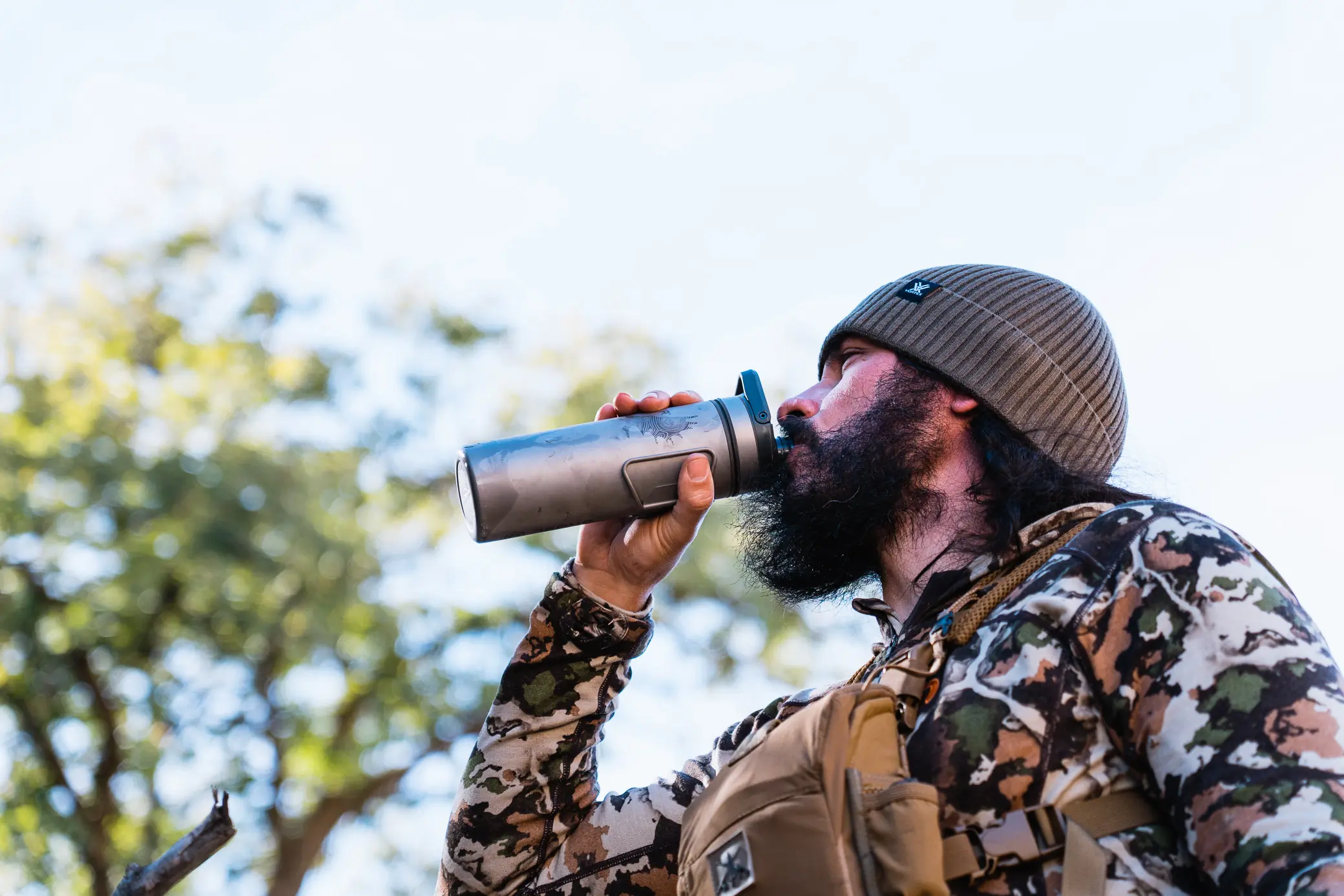 Drinking purified water directly from Grayl/Nosler Titanium UltraPress Filter