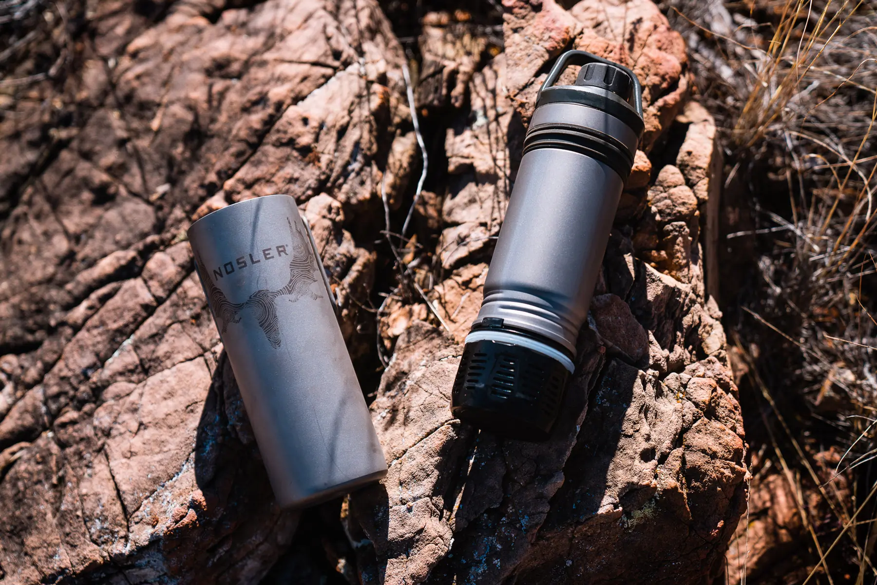 Grayl/Nosler Titanium Water Filter in the outdoors