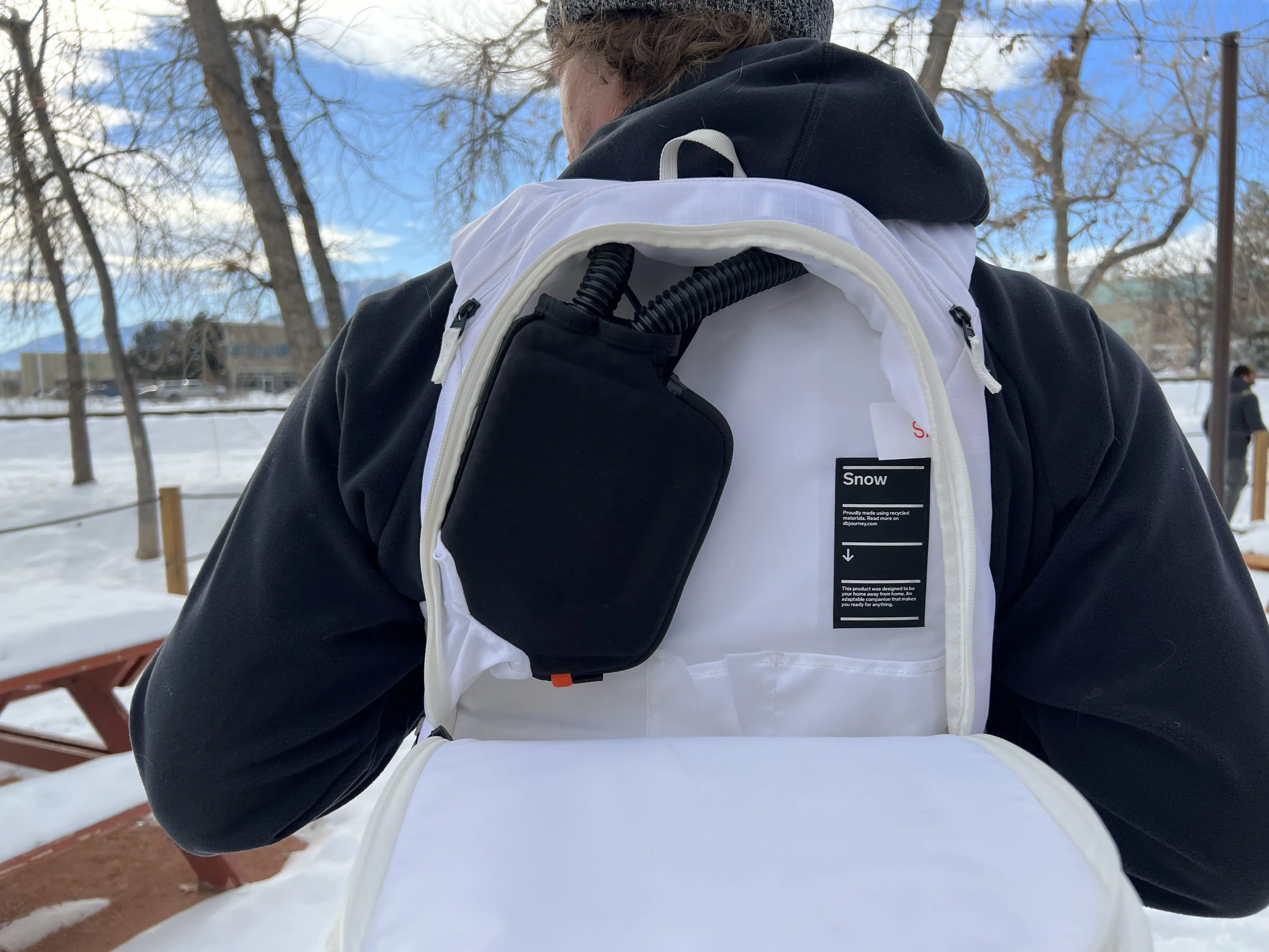 Safeback SBX avi system in its compartment in the Db vest.