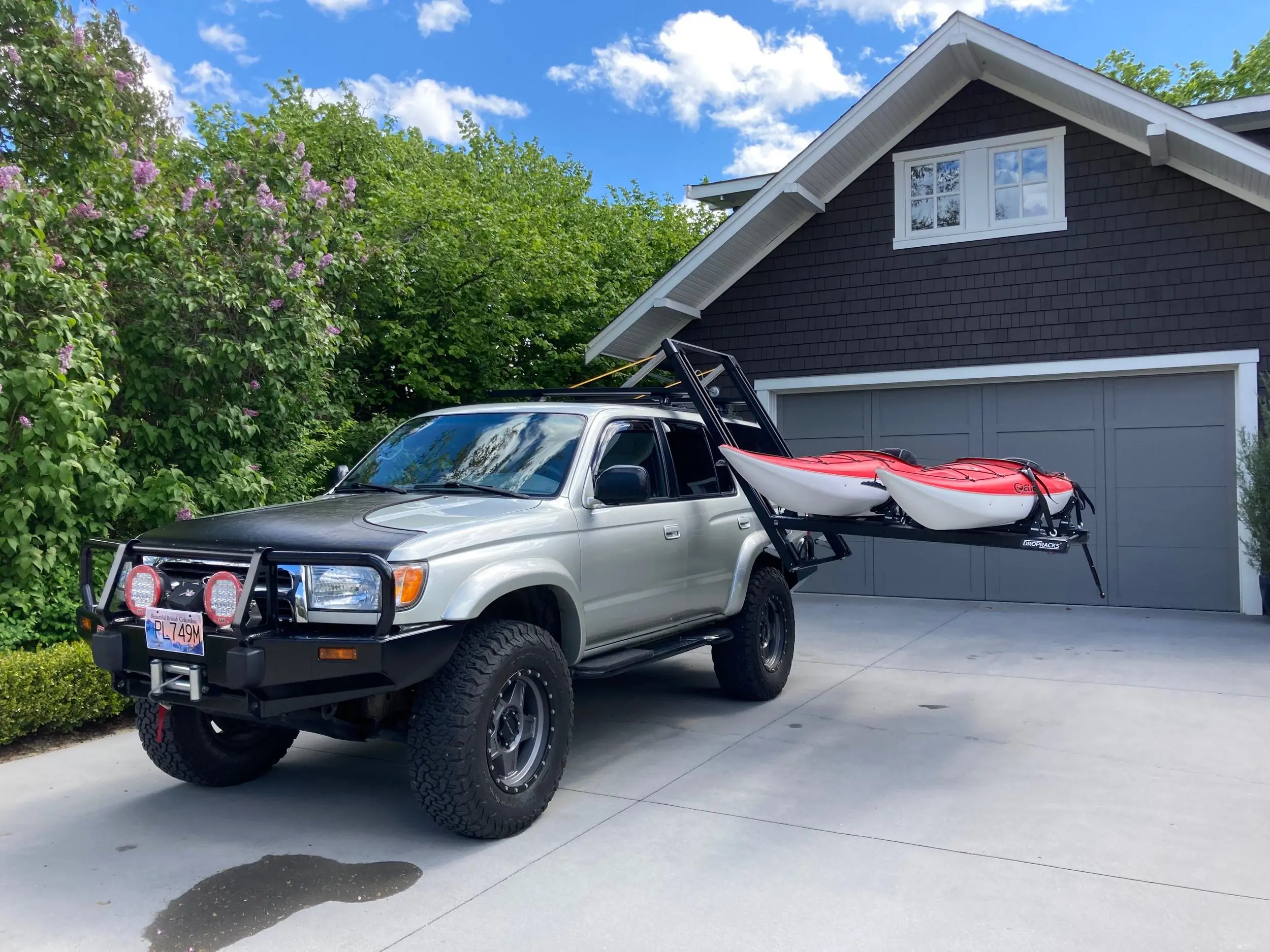 Dropracks Lowering Roof Rack installed on truck and lowered.
