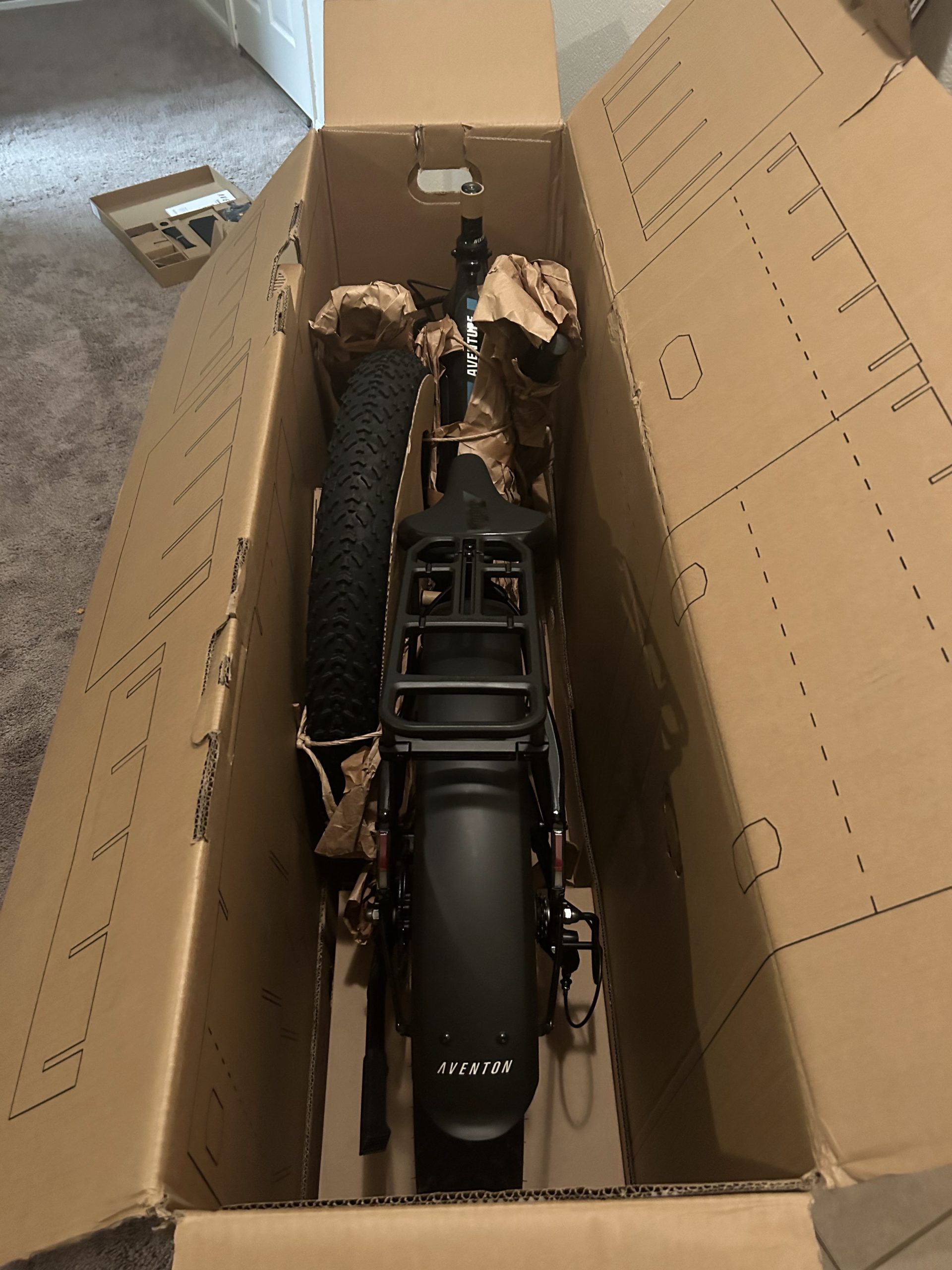 Aventon Aventure 2 e-bike in the box.