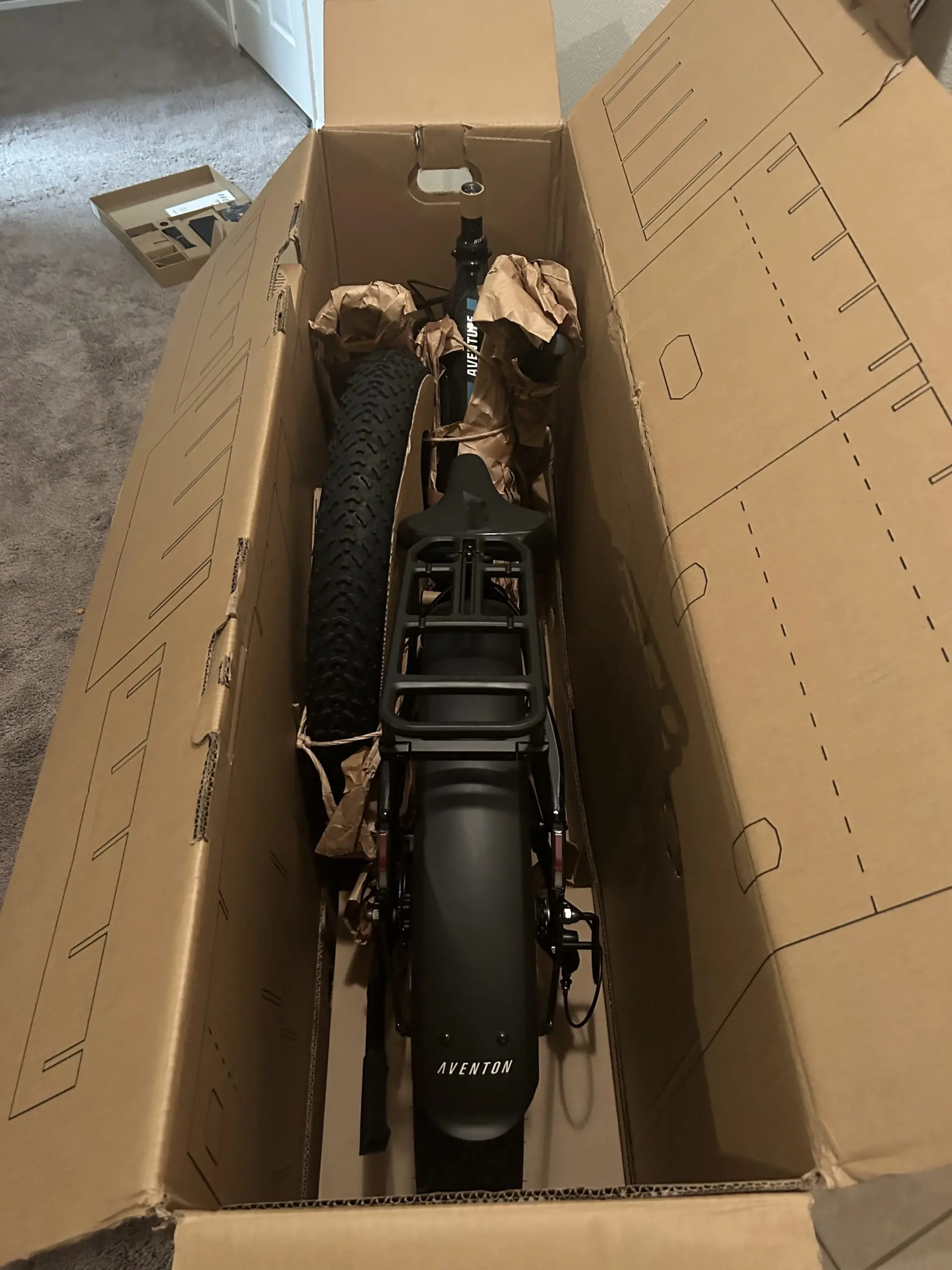 Aventon Aventure 2 e-bike in the box.