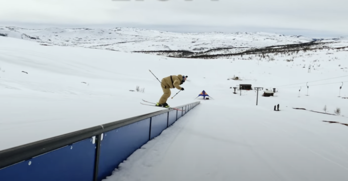 world record rail slide on skis