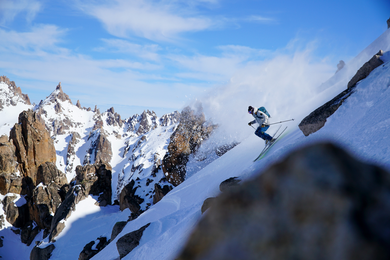 Rossignol athlete Baker Boyd in Patagonia; (photo; Cedar Palmer)
