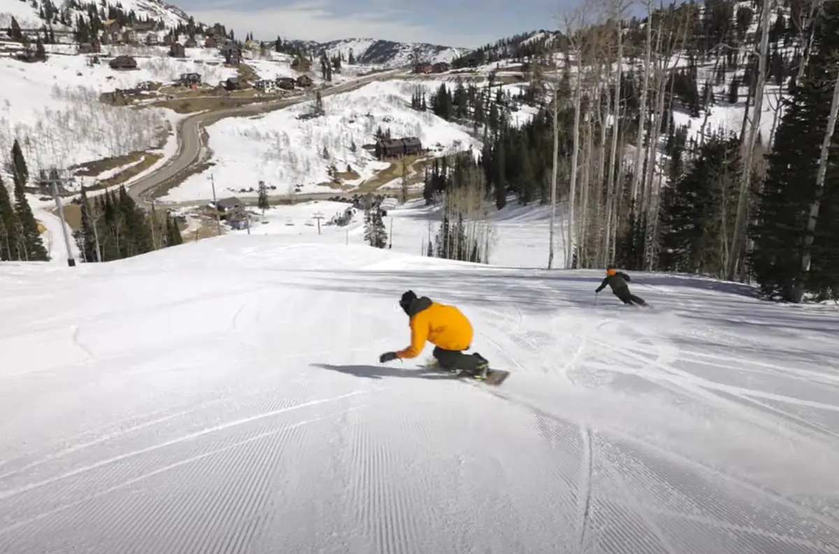 Pure, Clean Fun on Powder Mountain: Skiers Effortlessly Cruise on Corduroy