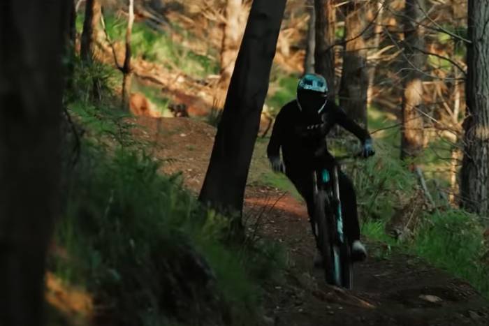 a man mountain biking