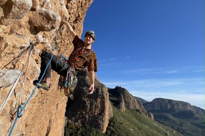 The Wild Country Mosquito harness loaded with quick draws